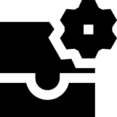 Inbox Setting Gear Icon from Sharp Solid Set