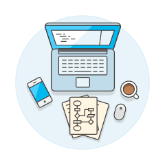 Laptop Workspace 5 Illustration from UX Colors Set