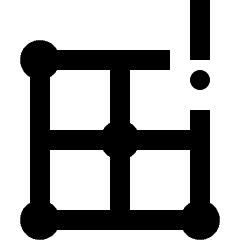 Clean line icon of a four-cell grid with an exclamation mark. Used for grid warnings, layouts, and alerts.