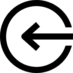 Clean line icon of a left arrow inside an open circle. Used for logout, sign out, and session controls.