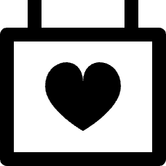 Clean line icon of a calendar with a heart. Used for anniversaries, love events, and reminders.