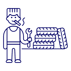 Mechanic Tire Change 1 Illustration from UX Line Set