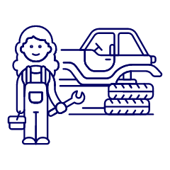 Mechanic Tire Change 2 Illustration from UX Line Set