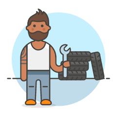 Mechanic Tire Change 3 Illustration from UX Colors Set
