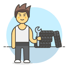 Mechanic Tire Change 5 Illustration from UX Colors Set