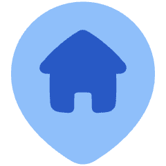 Location Pin Building Home Icon from Plump Flat Set