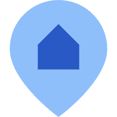 Location Pin Building Home Icon from Sharp Flat Set