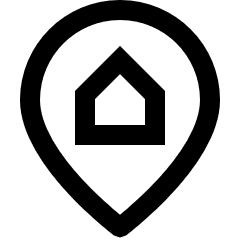 Location Pin Building Home Icon from Sharp Line Set