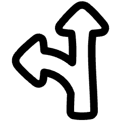 Navigation Arrow Fork Left Icon from Plump Line Set