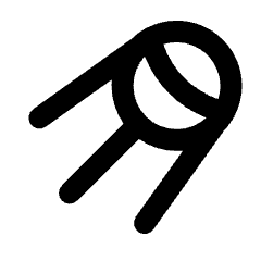 Rounded line icon of a satellite shuttle with circular body and angled struts. Used for space travel, satellites.