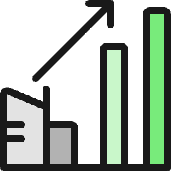 Real Estate Market Building Increase Icon from Ultimate Colors Set