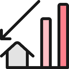 Real Estate Market House Decrease Icon from Ultimate Colors Set