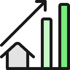 Real Estate Market House Increase Icon from Ultimate Colors Set