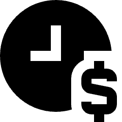 Hourly Rate Fee Dollar Sign Icon from Sharp Solid Set