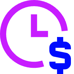 Hourly Rate Fee Dollar Sign Icon from Sharp Neon Set