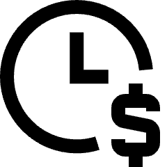 Hourly Rate Fee Dollar Sign Icon from Sharp Line Set