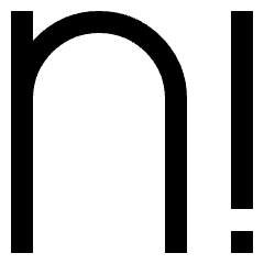 Factorial Icon from Sharp Line Set