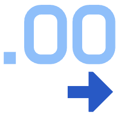 Number Decimal Increase Icon from Sharp Flat Set