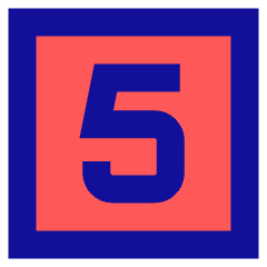 Number Five Square Icon from Sharp Pop Set