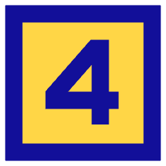 Number Four Square Icon from Sharp Pop Set