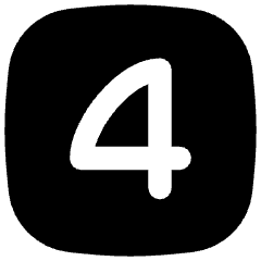 Number Four Square Icon from Flex Solid Set