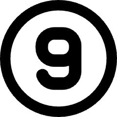 Number Nine Circle Icon from Core Remix Set