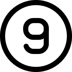 Number Nine Circle Icon from Core Line Set