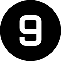 Number Nine Circle Icon from Sharp Solid Set