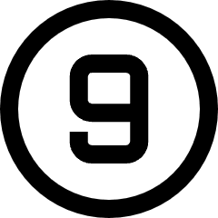 Number Nine Circle Icon from Sharp Line Set