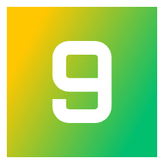 Number Nine Square Icon from Sharp Gradient Set