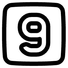 Number Nine Square Icon from Plump Line Set