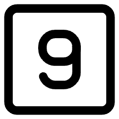 Number Nine Square Icon from Core Line Set