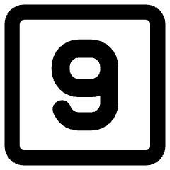 Number Nine Square Icon from Core Remix Set