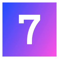 Number Seven Square Icon from Sharp Gradient Set