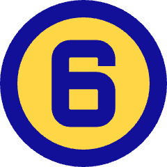 Number Six Circle Icon from Sharp Pop Set