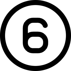 Number Six Circle Icon from Core Line Set