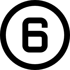 Number Six Circle Icon from Sharp Line Set