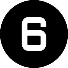 Number Six Circle Icon from Sharp Solid Set