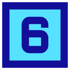 Number Six Square Icon from Sharp Pop Set