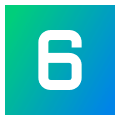 Number Six Square Icon from Sharp Gradient Set