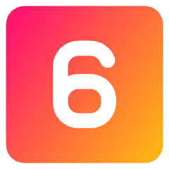 Number Six Square Icon from Core Gradient Set