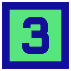 Number Three Square Icon from Sharp Pop Set