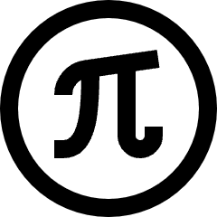 Pi Symbol Circle Icon from Sharp Line Set