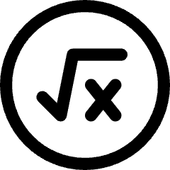 Square Root X Circle Icon from Core Line Set