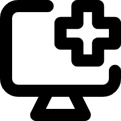 Online Medical Service Monitor Icon from Micro Line Set