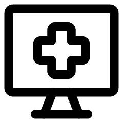Online Medical Service Monitor Icon from Core Line Set