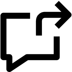 Clean line icon of a chat square with an arrow pointing upper right. Used for forwarding messages and sharing chats.