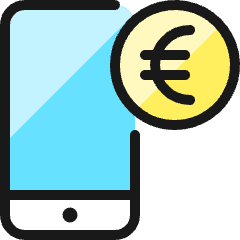 Smartphone Pay Euro 1 Icon from Ultimate Colors Set