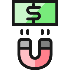 Monetization Dollar Bill Magnet Icon from Ultimate Colors Set