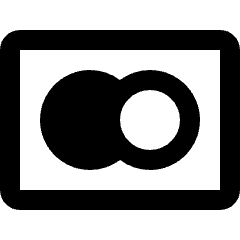 Clean line icon of a credit card with two overlapping circles. Used for payments, cards, and checkout interfaces.